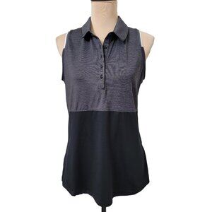 Under Armour Size L Black Heather Playoff Heather Block Polo, Exc. Used Cond.